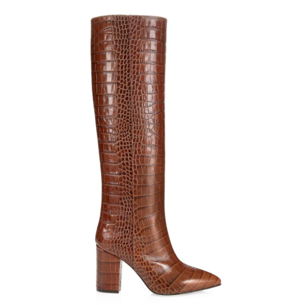Paris Texas - Knee-High Croc-Embossed Leather Boots - worn 1 time